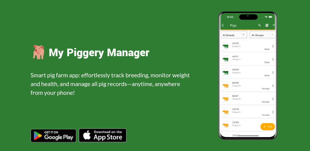 My Piggery Manager pig farm management app