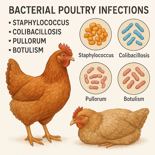Bacterial Poultry Infections: Staphylococcus, Colibacillosis, Pullorum, and Botulism