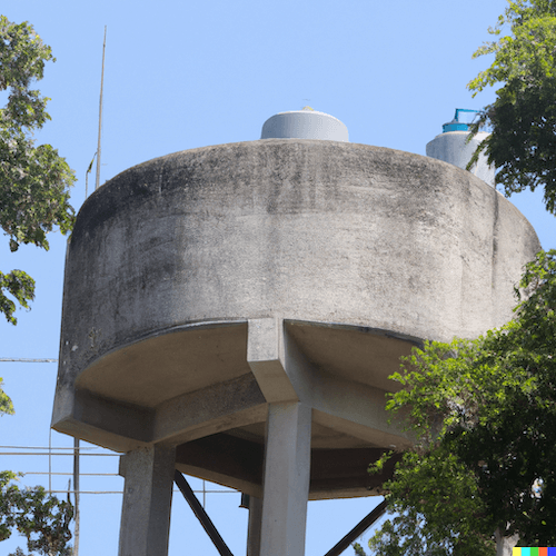 An installed concrete water tank