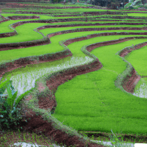 Terracing on a rice field